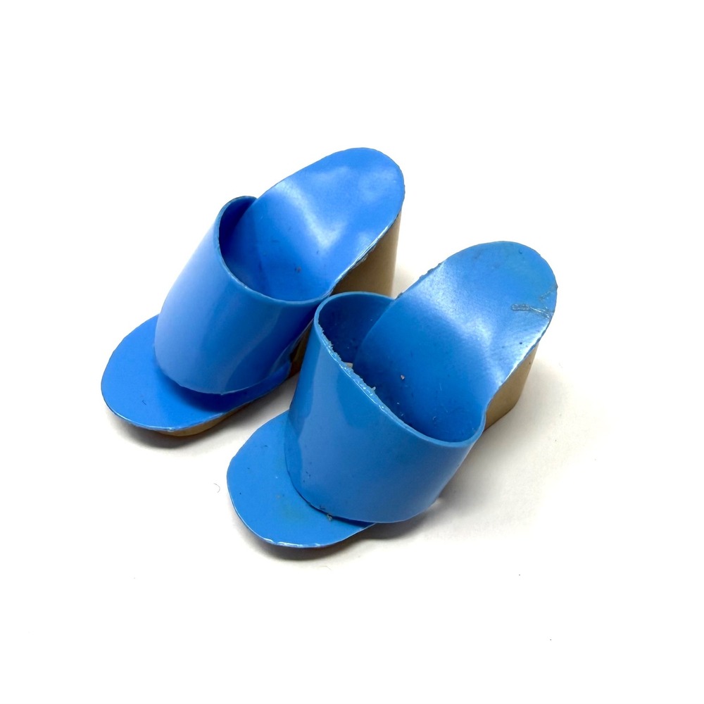 Barbie Blue Doll Wedge Sandals Slide Shoes Korea Markings Vintage 1970s